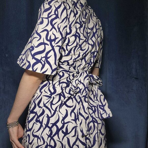 Vintage 60s navy blue and white empire waist babydoll maxi column dress - Picture 8 of 15